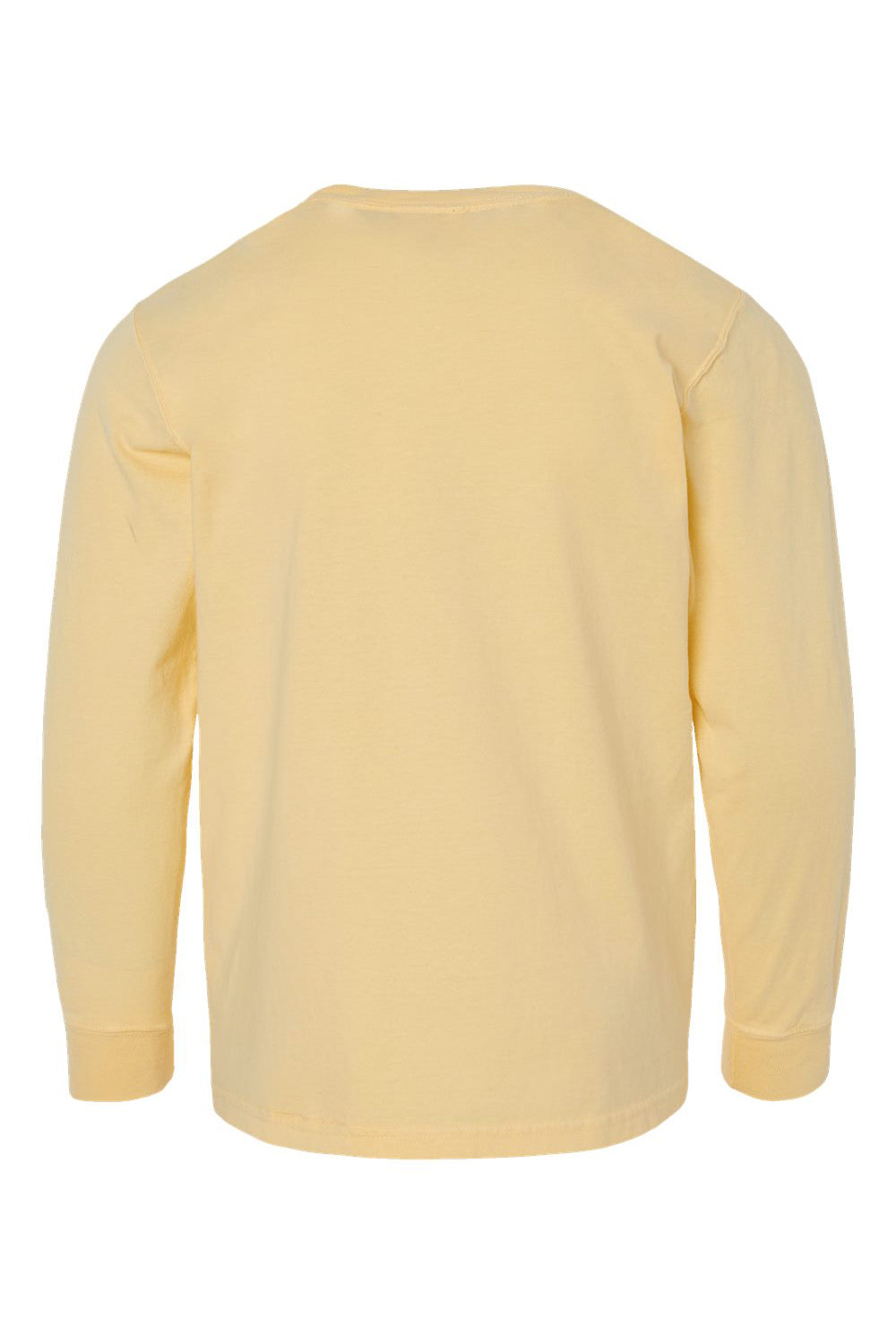 ComfortWash By Hanes GDH275 Youth Garment Dyed Long Sleeve Crewneck T-Shirt Summer Squash Yellow Flat Back