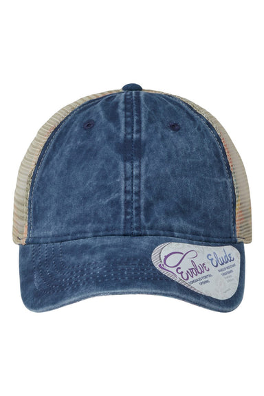 Infinity Her TESS Womens Washed Mesh Back Hat Navy Blue/Stripes Flat Front