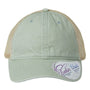 Infinity Her Womens Washed Mesh Back Moisture Wicking Snapback Hat - Sage Green/Polka Dots - NEW