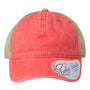 Infinity Her Hats Womens Washed Mesh Back Moisture Wicking Snapback Hat - Sherbet Orange/Stripes