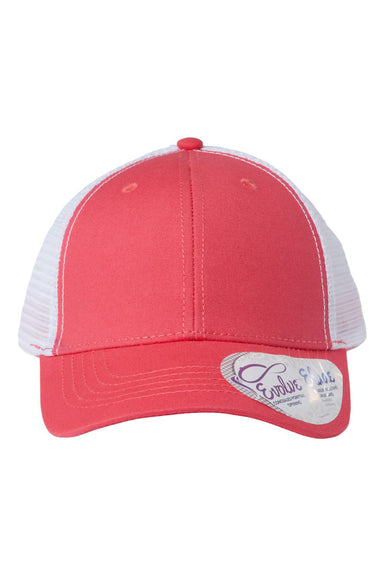 Infinity Her CHARLIE Womens Modern Trucker Hat Coral Pink/White Flat Front