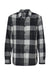 Burnside 5215 Womens Boyfriend Flannel Long Sleeve Button Down Shirt Black/Grey Flat Front