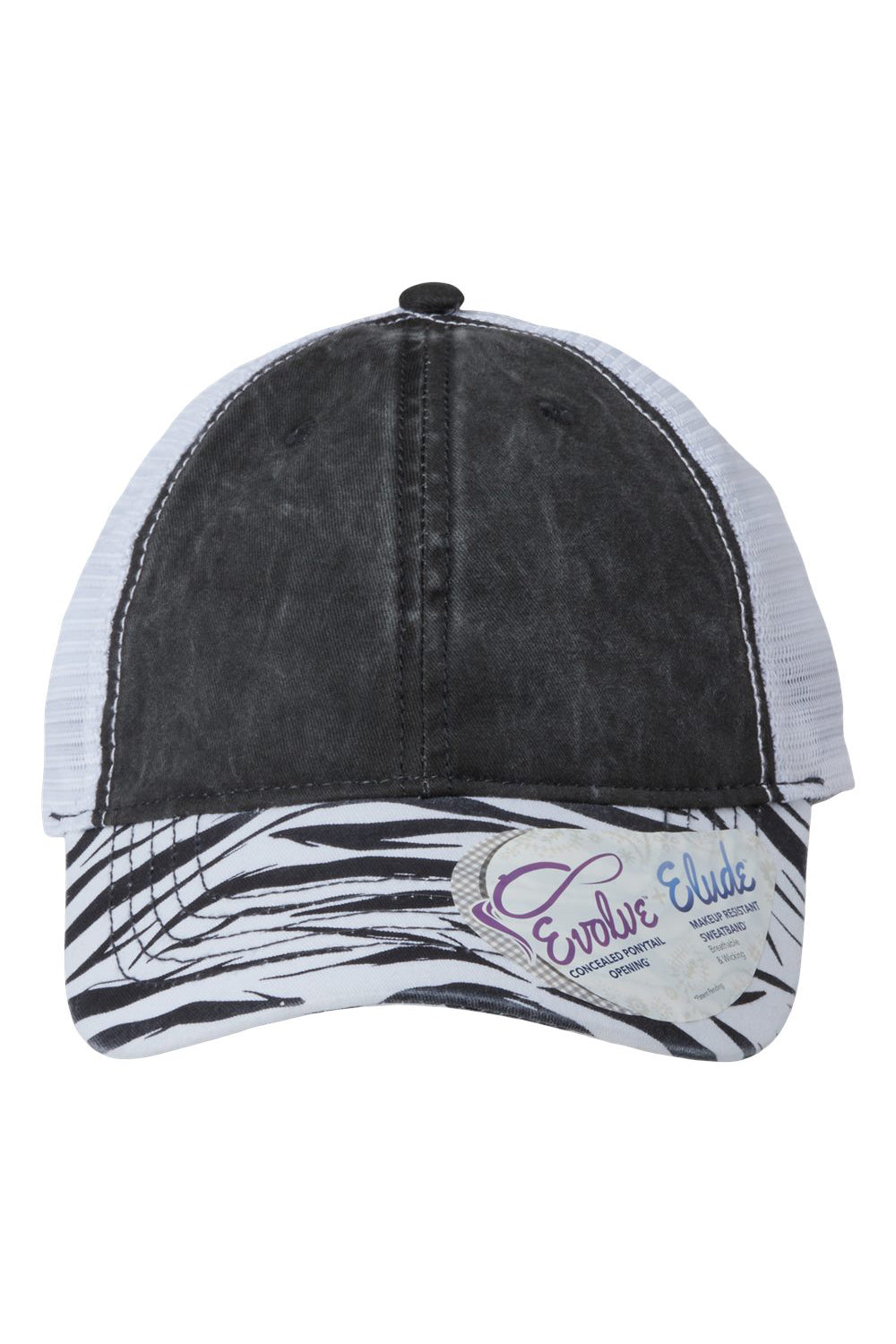 Infinity Her JANET Womens Printed Visor Mesh Back Hat Black/Zebra/White Flat Front