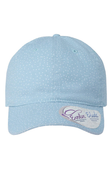 Infinity Her HATTIE Womens Garment Washed Fashion Print Hat Light Blue/White Polka Dots Flat Front