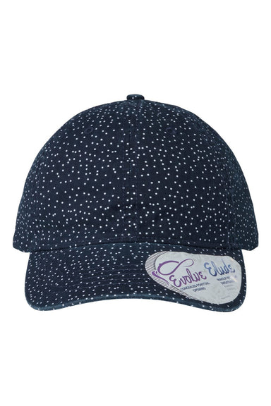 Infinity Her HATTIE Womens Garment Washed Fashion Print Hat Navy Blue/White Polka Dots Flat Front