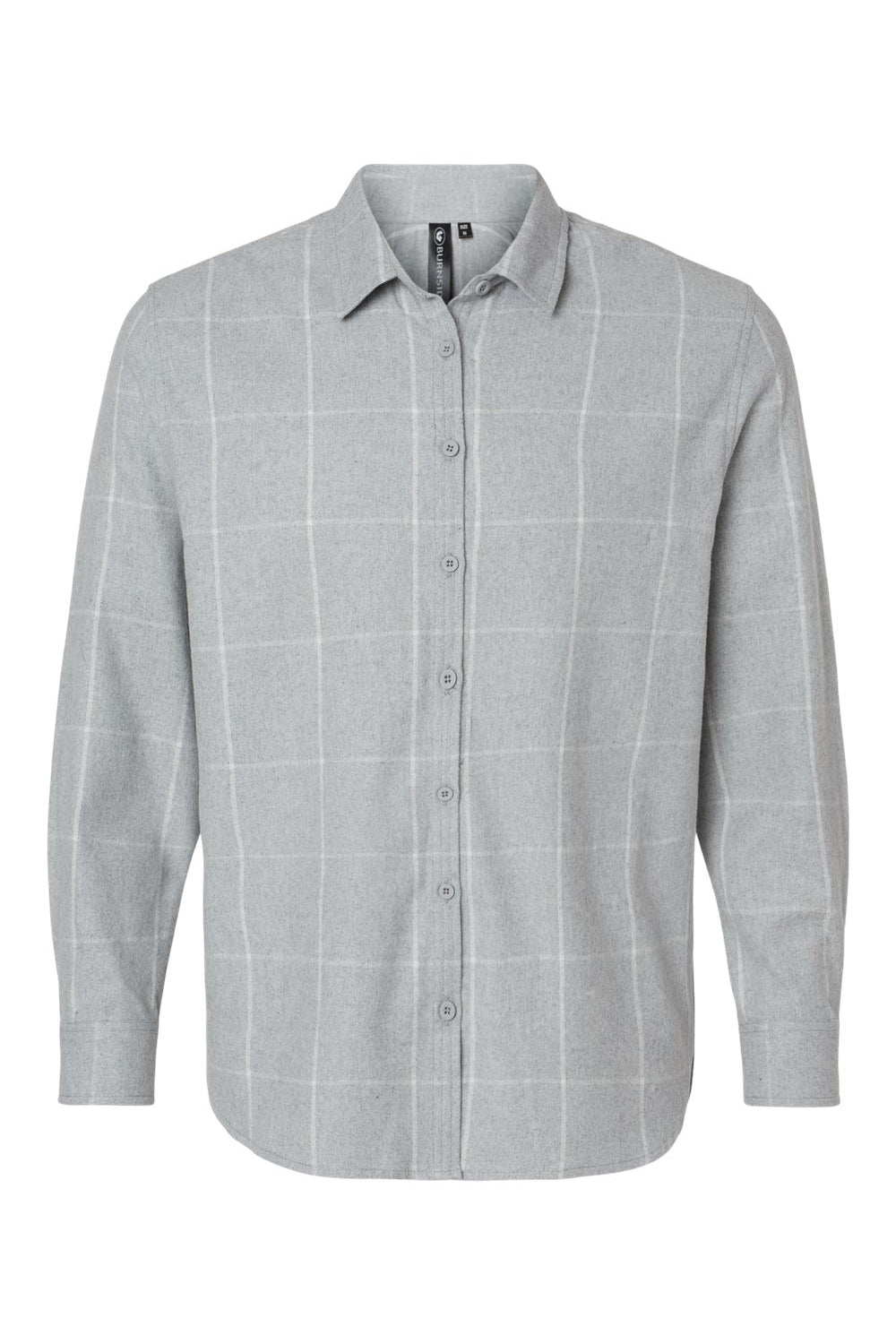 Burnside 5215 Womens Boyfriend Flannel Long Sleeve Button Down Shirt Grey/White Flat Front