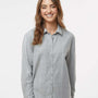Burnside Womens Boyfriend Flannel Long Sleeve Button Down Shirt - Grey/White - NEW