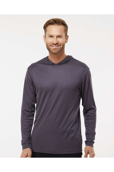 Paragon 220 Mens Bahama Performance Long Sleeve Hooded T-Shirt Hoodie Graphite Grey Model Front