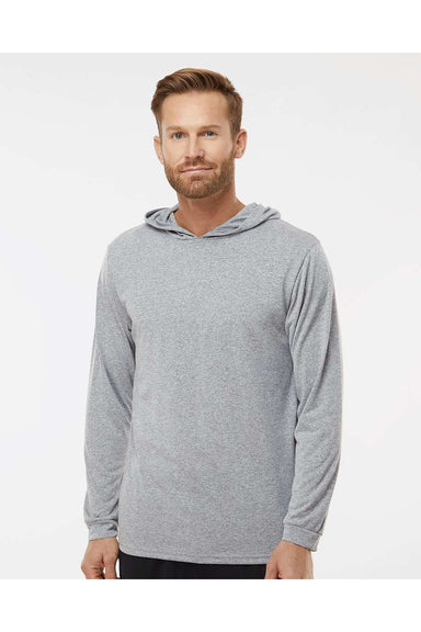 Paragon 220 Mens Bahama Performance Long Sleeve Hooded T-Shirt Hoodie Heather Grey Model Front