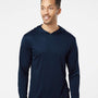 Paragon Mens Bahama Performance Moisture Wicking Long Sleeve Hooded T-Shirt Hoodie - Navy Blue - NEW