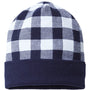 Cap America Hats Unisex USA Made Plaid Beanie - Navy Blue/White - Closeout