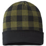 Cap America Hats Unisex USA Made Plaid Beanie - Olive Green/Black - Closeout