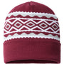 Cap America Hats Unisex USA Made Diamond Cuffed Beanie - Maroon/Silver Grey - Closeout