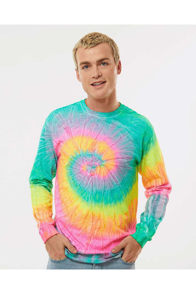 Colortone 2000 Mens Long Sleeve Crewneck T-Shirt Minty Rainbow Model Front