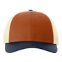 Richardson Mens Snapback Trucker Hat - Dark Orange/Birch/Patriot Blue - NEW