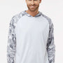 Paragon Mens Tortuga Extreme Performance Moisture Wicking Long Sleeve Hooded T-Shirt Hoodie - White/Aluminum Grey Camo