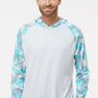 Paragon Mens Tortuga Extreme Performance Moisture Wicking Long Sleeve Hooded T-Shirt Hoodie - White/Aqua Blue Camo