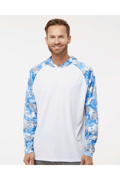 Paragon 240 Mens Tortuga Extreme Performance Long Sleeve Hooded T-Shirt Hoodie White/Blue Mist Camo Model Front