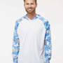 Paragon Mens Tortuga Extreme Performance Moisture Wicking Long Sleeve Hooded T-Shirt Hoodie - White/Blue Mist Camo - NEW