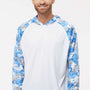 Paragon Mens Tortuga Extreme Performance Moisture Wicking Long Sleeve Hooded T-Shirt Hoodie - White/Blue Mist Camo