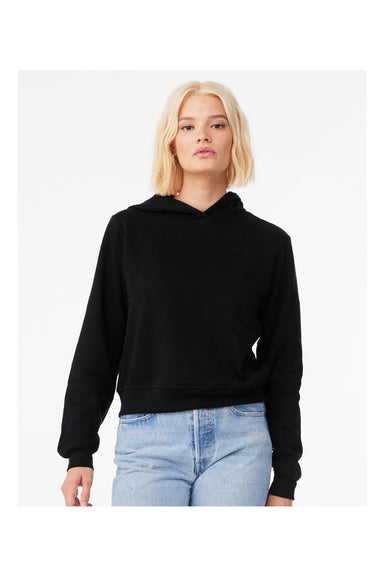Bella + Canvas 7519 Womens Classic Hooded Sweatshirt Hoodie Black Model Front