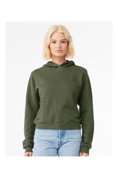 Bella + Canvas 7519 Womens Classic Hooded Sweatshirt Hoodie Military Green Model Front