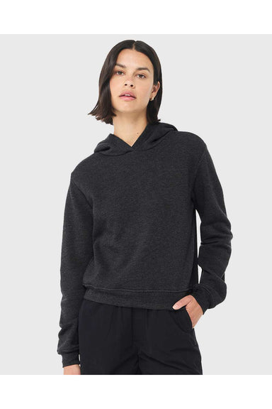 Bella + Canvas 7519 Womens Classic Hooded Sweatshirt Hoodie Heather Dark Grey Model Front