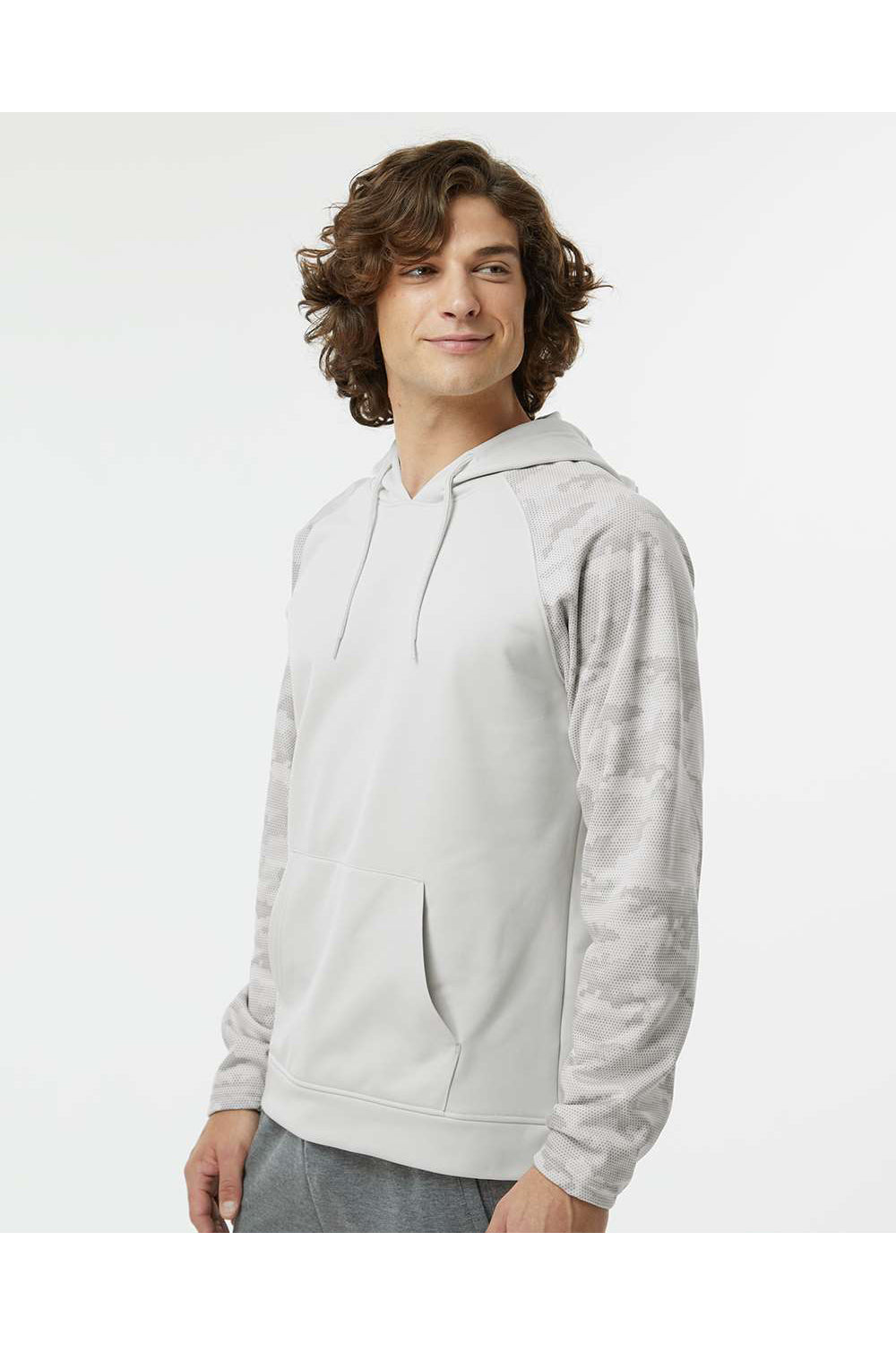 Paragon 306 Mens Tahoe Camo Fleece Hooded Sweatshirt Hoodie Aluminum Grey Model Side