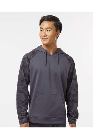 Paragon 306 Mens Tahoe Camo Fleece Hooded Sweatshirt Hoodie Graphite Grey Model Front