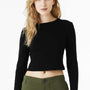 Bella + Canvas Womens Micro Rib Long Sleeve Crewneck T-Shirt - Solid Black Blend