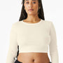 Bella + Canvas Womens Micro Rib Long Sleeve Crewneck T-Shirt - Solid Natural Blend