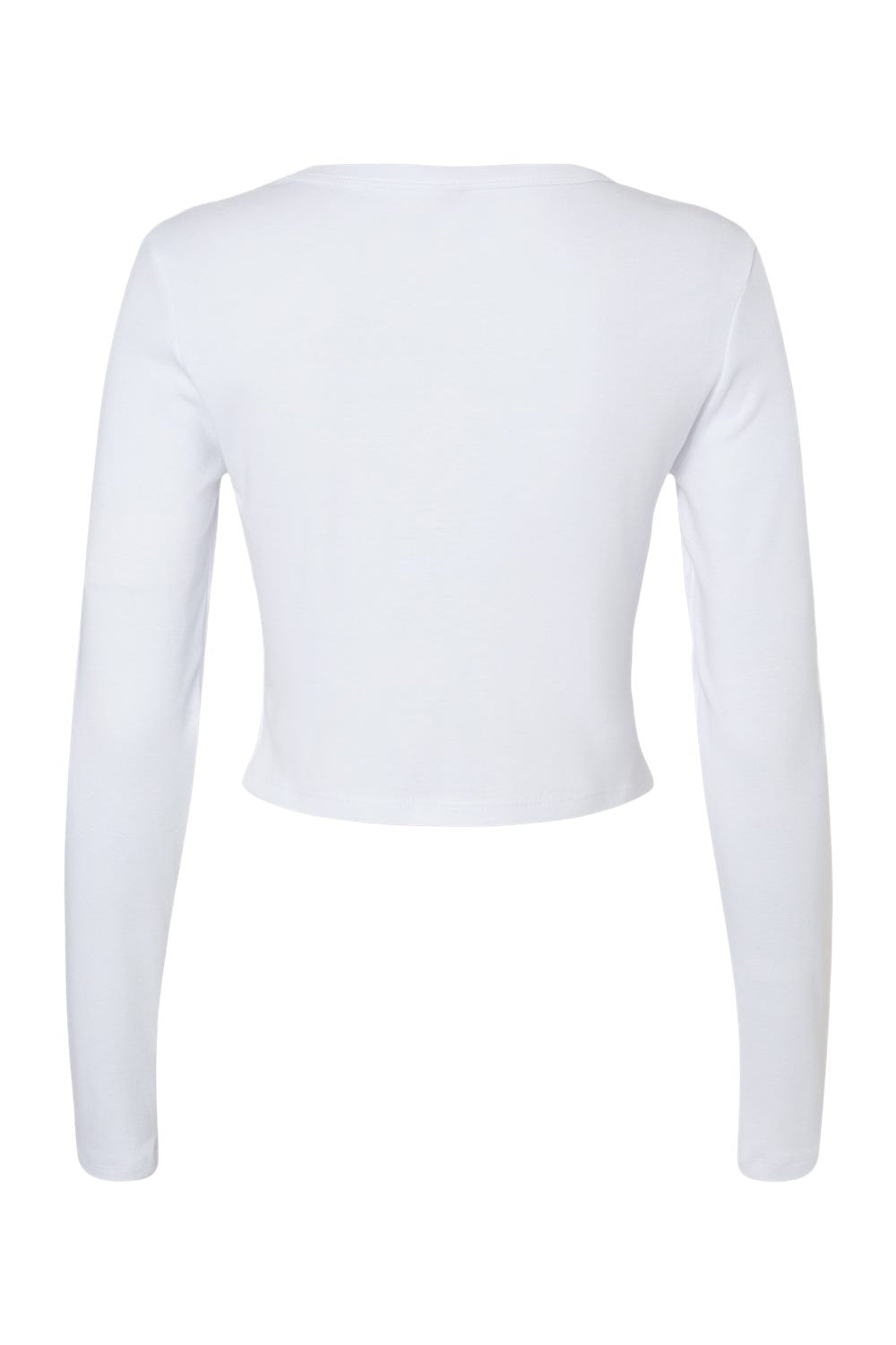 Bella + Canvas 1501 Womens Micro Rib Long Sleeve Crewneck T-Shirt Solid White Blend Flat Back