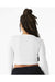 Bella + Canvas 1501 Womens Micro Rib Long Sleeve Crewneck T-Shirt Solid White Blend Model Back