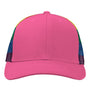 Kati Mens Printed Mesh Snapback Trucker Hat - Hot Pink/Rainbow - NEW