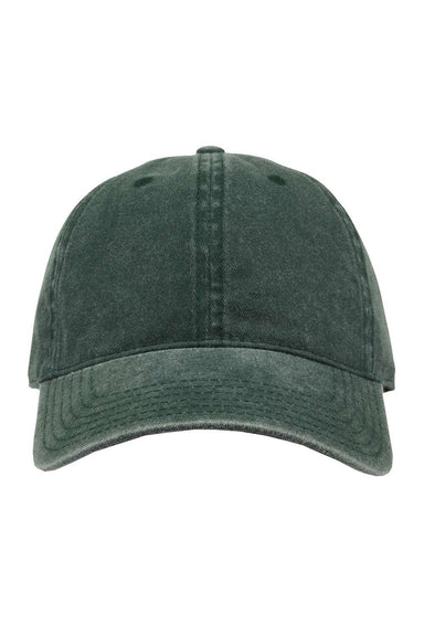 The Game GB465 Mens Pigment Dyed Hat Bottle Green Flat Front