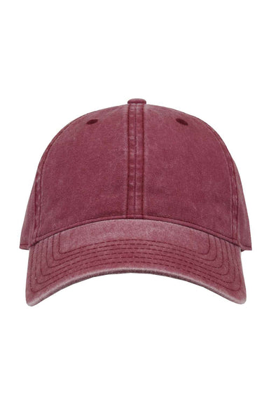 The Game GB465 Mens Pigment Dyed Hat Dark Maroon Flat Front