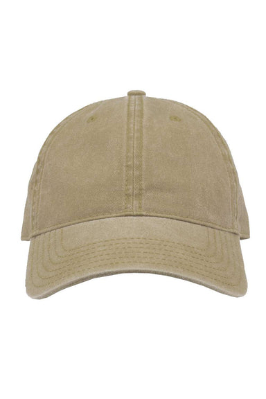The Game GB465 Mens Pigment Dyed Hat Khaki Flat Front