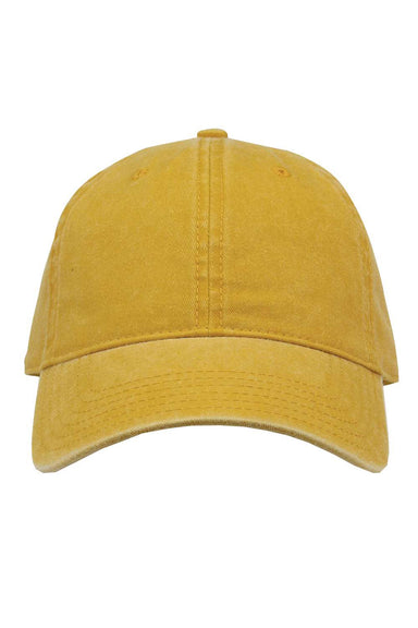 The Game GB465 Mens Pigment Dyed Hat Mustard Yellow Flat Front