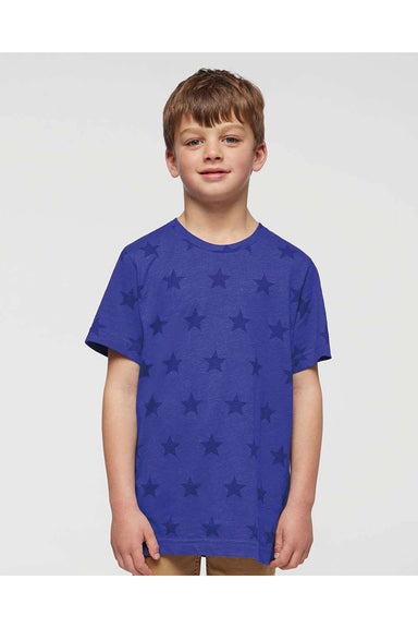 Code Five 2229 Youth Star Print Short Sleeve Crewneck T-Shirt Royal Blue Model Front