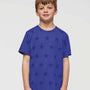 Code Five Youth Star Print Short Sleeve Crewneck T-Shirt - Royal Blue - NEW