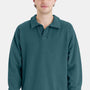 ComfortWash By Hanes Mens Garment Dyed Polo Collar Sweatshirt - Cactus Green - Coming Soon