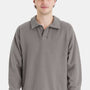 ComfortWash By Hanes Mens Garment Dyed Polo Collar Sweatshirt - Concrete Grey - Coming Soon