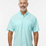 Paragon Mens Hatteras Performance Moisture Wicking Short Sleeve Button Down Shirt w/ Double Pockets - Aqua Blue - NEW