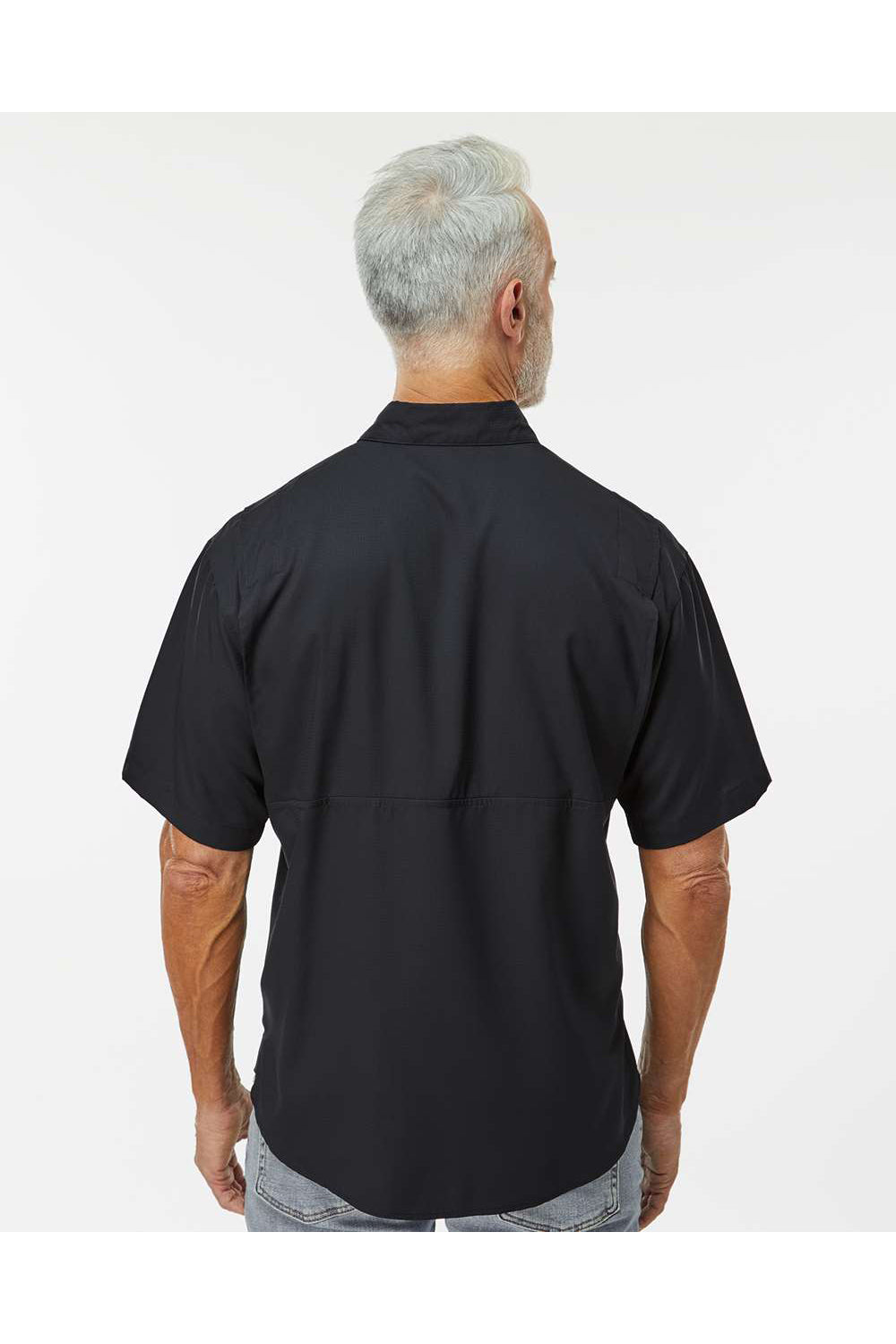 Paragon 700 Mens Hatteras Performance Short Sleeve Button Down Shirt Black Model Back
