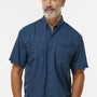 Paragon Mens Hatteras Performance Moisture Wicking Short Sleeve Button Down Shirt w/ Double Pockets - Navy Blue