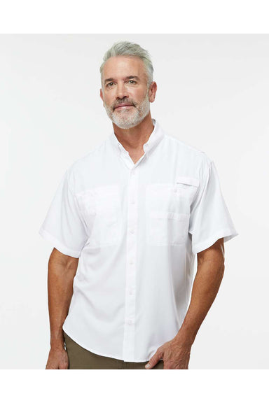 Paragon 700 Mens Hatteras Performance Short Sleeve Button Down Shirt White Model Front