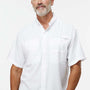 Paragon Mens Hatteras Performance Moisture Wicking Short Sleeve Button Down Shirt w/ Double Pockets - White