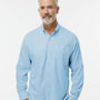 Paragon Mens Kitty Hawk Performance Moisture Wicking Long Sleeve Button Down Shirt w/ Double Pockets - Blue Mist - NEW