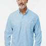 Paragon Mens Kitty Hawk Performance Moisture Wicking Long Sleeve Button Down Shirt w/ Double Pockets - Blue Mist