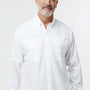 Paragon Mens Kitty Hawk Performance Moisture Wicking Long Sleeve Button Down Shirt w/ Double Pockets - White